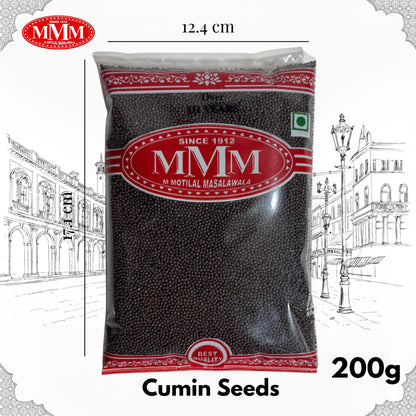 200g pack of black mustard seeds in transparent packaging with red label, standing upright
