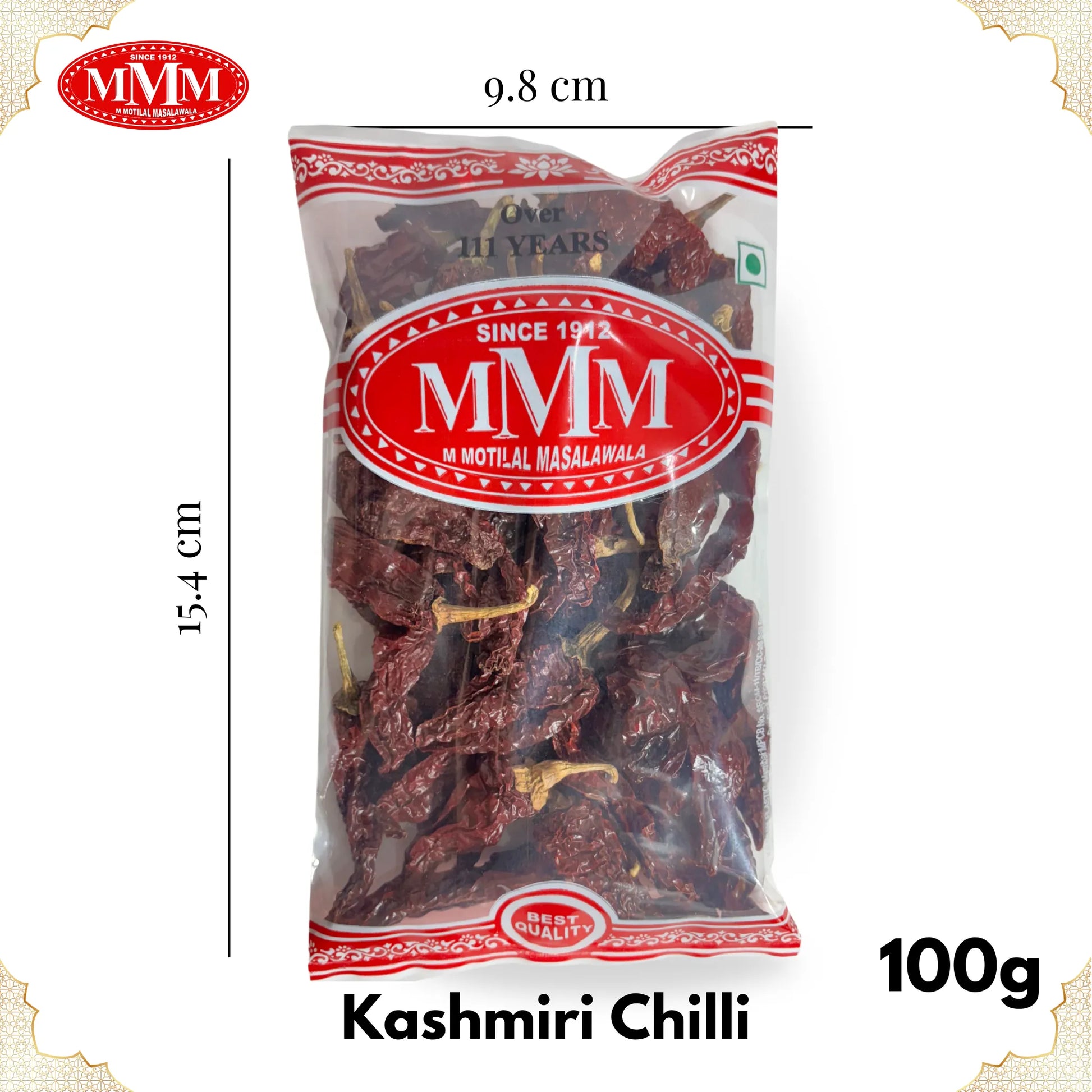 kashmiri chilly 100g dimension