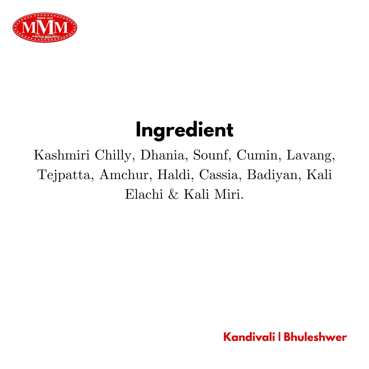 Masala Pav Motilal Masalwala Ingredient 