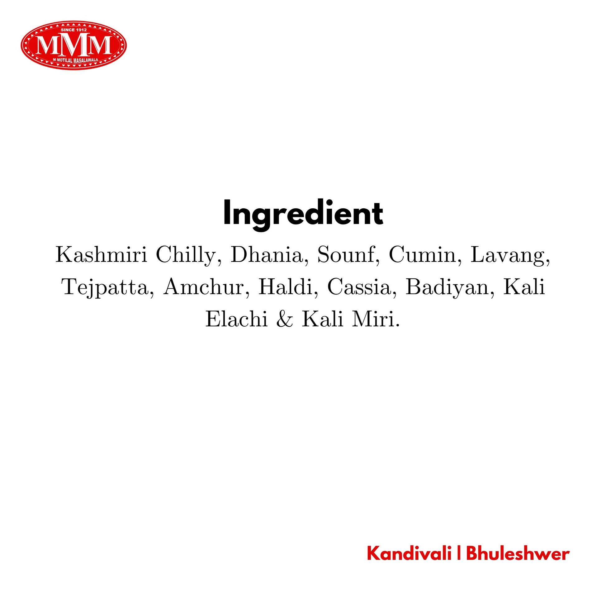 Masala Pav Motilal Masalwala Ingredient 