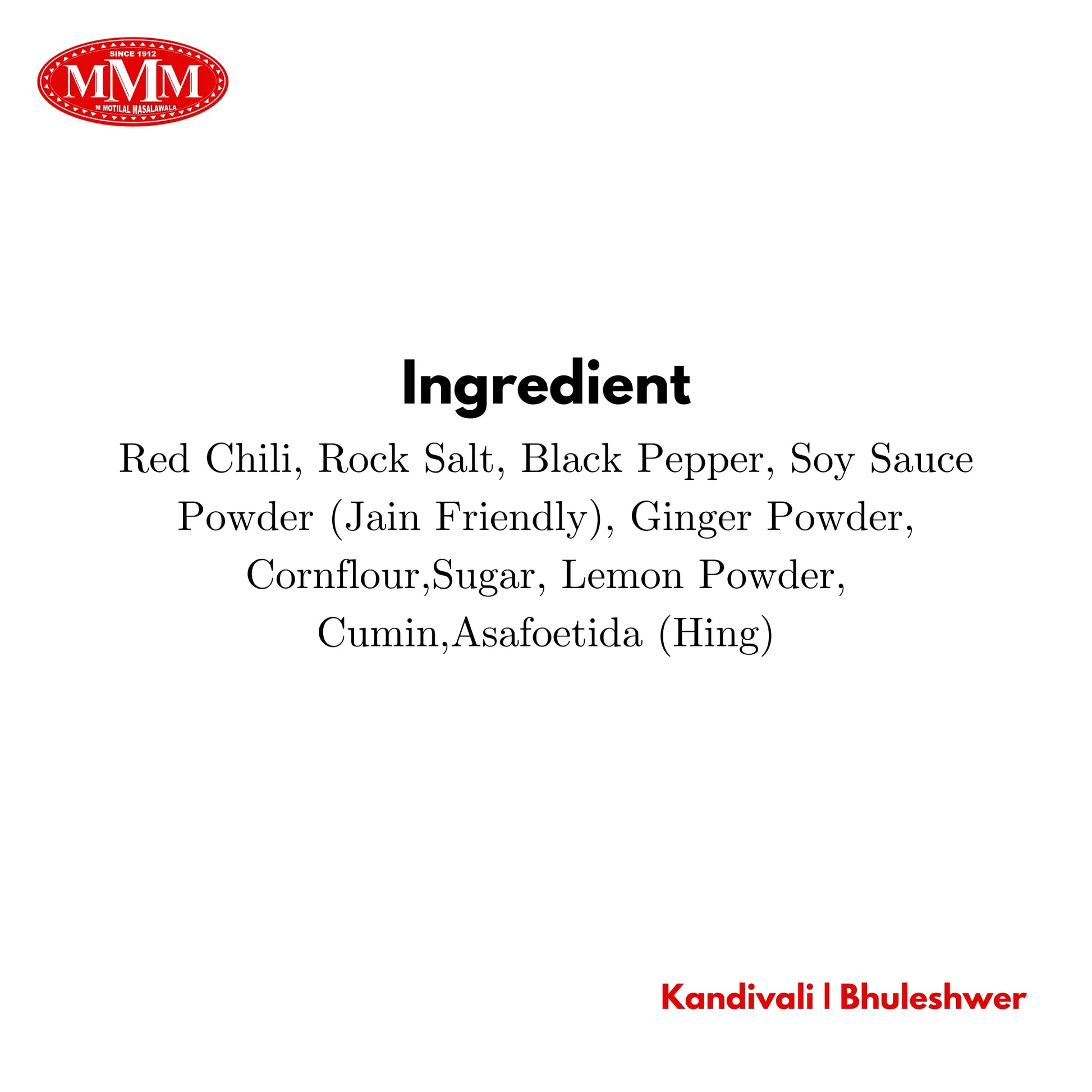 Schezwan Masala Motilal Masalawala Ingredient