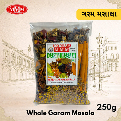 Rajwadi Whole Garam Masala 250g | 17 Handpicked Whole Spices | M Motilal Masalawala Since 1912
