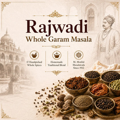 Rajwadi Whole Garam Masala 250g | 17 Handpicked Whole Spices | M Motilal Masalawala Since 1912