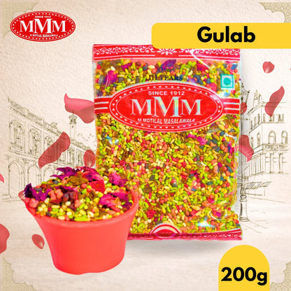 Packaged Gulab with MMM logo and text on a decorative background