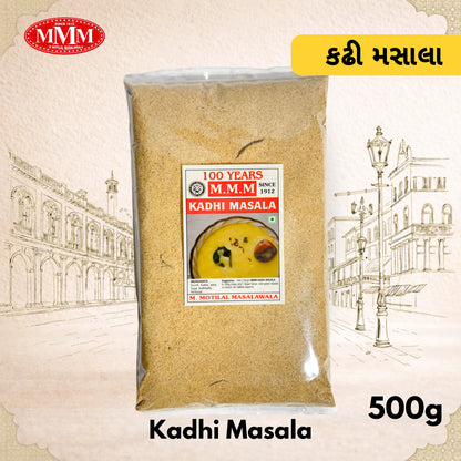 Kadhi Masala package with M.M.M logo on a decorative background