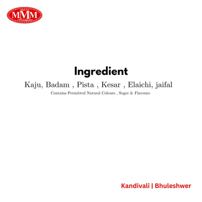 List of ingredients on a white background with MMM logo at the top left corner.