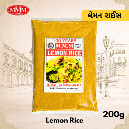 Pack of M.M.M Lemon Rice with a vintage architectural background