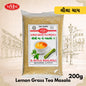 Pack of Lemon Grass Tea Masala with MMM logo and product details on a decorative background