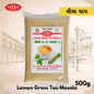 Pack of Lemon Grass Tea Masala with MMM logo and product details on a decorative background