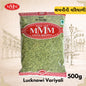 Bag of Lucknowi Variyali  500g with MMM logo and text on a decorative background