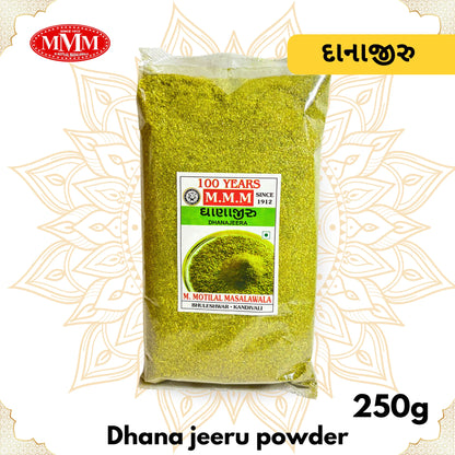 M Motilal Masalawala Homemade Dhana-Jeera Powder, a blend of pure and natural coriander (dhania) and cumin (jira) powder, perfect for enhancing the flavor of your dishes.




