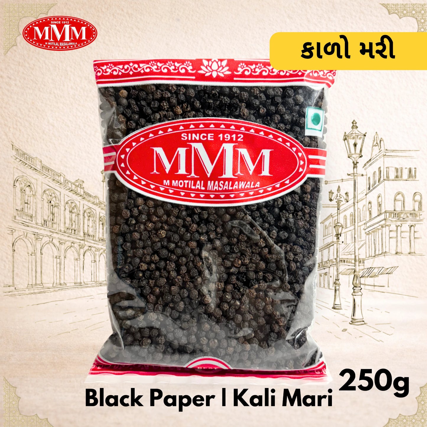 M Motilal Masalawala Black Pepper 250g whole kali mirch

Premium whole black pepper 250g MMM since 1912

Kali mirch whole spices 250g pack MMM India

High quality black peppercorns 250g pouch MMM

Authentic Indian black pepper 250g M Motilal Masalawala