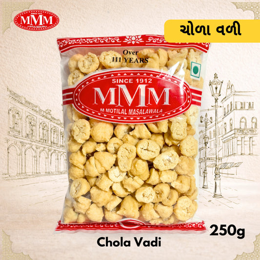 Packaged snack with MMM brand label on a decorative background