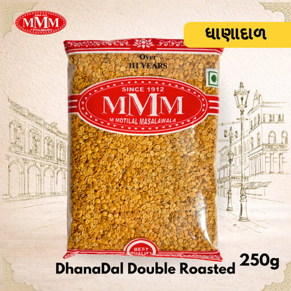 Packaged food item with MMM brand label on a decorative background