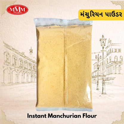 Packaged Instant Manchurian Flour with MMM logo on a decorative background