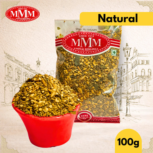 natural mukhwas product with MMM logo and 'Natural' label on a decorative background