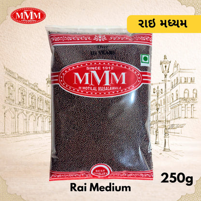 Bag of MVM Rai Medium with brand logo and product details on a decorative background