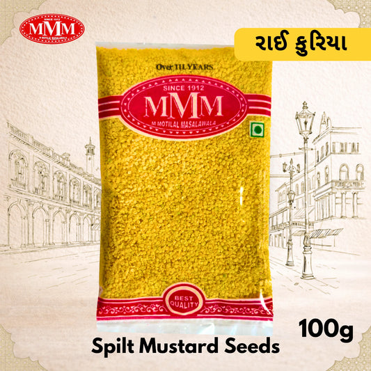 Packaging of MMM Spilt Mustard Seeds with a vintage street scene illustration in the background.